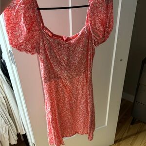 Cesca Pink Floral Dress with Coral Lining